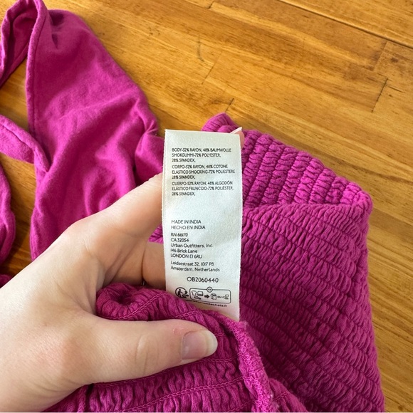 Anthropologie Danica Smocked Halter Tie Tank Top Magenta Pink Size XS - Picture 5 of 5